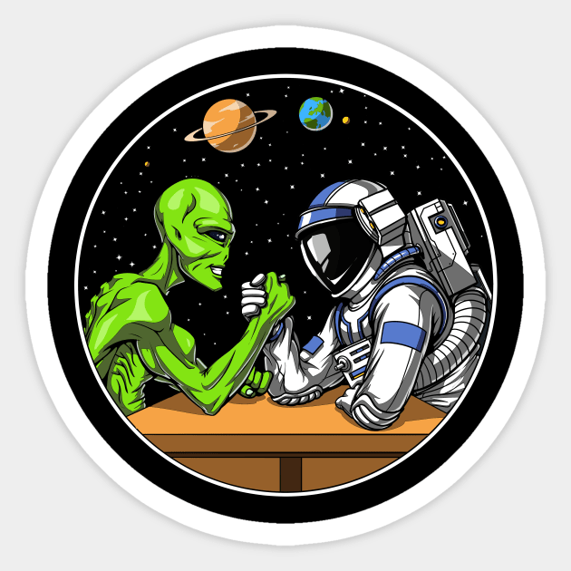 Alien Astronaut Arm Wrestling Sticker by underheaven